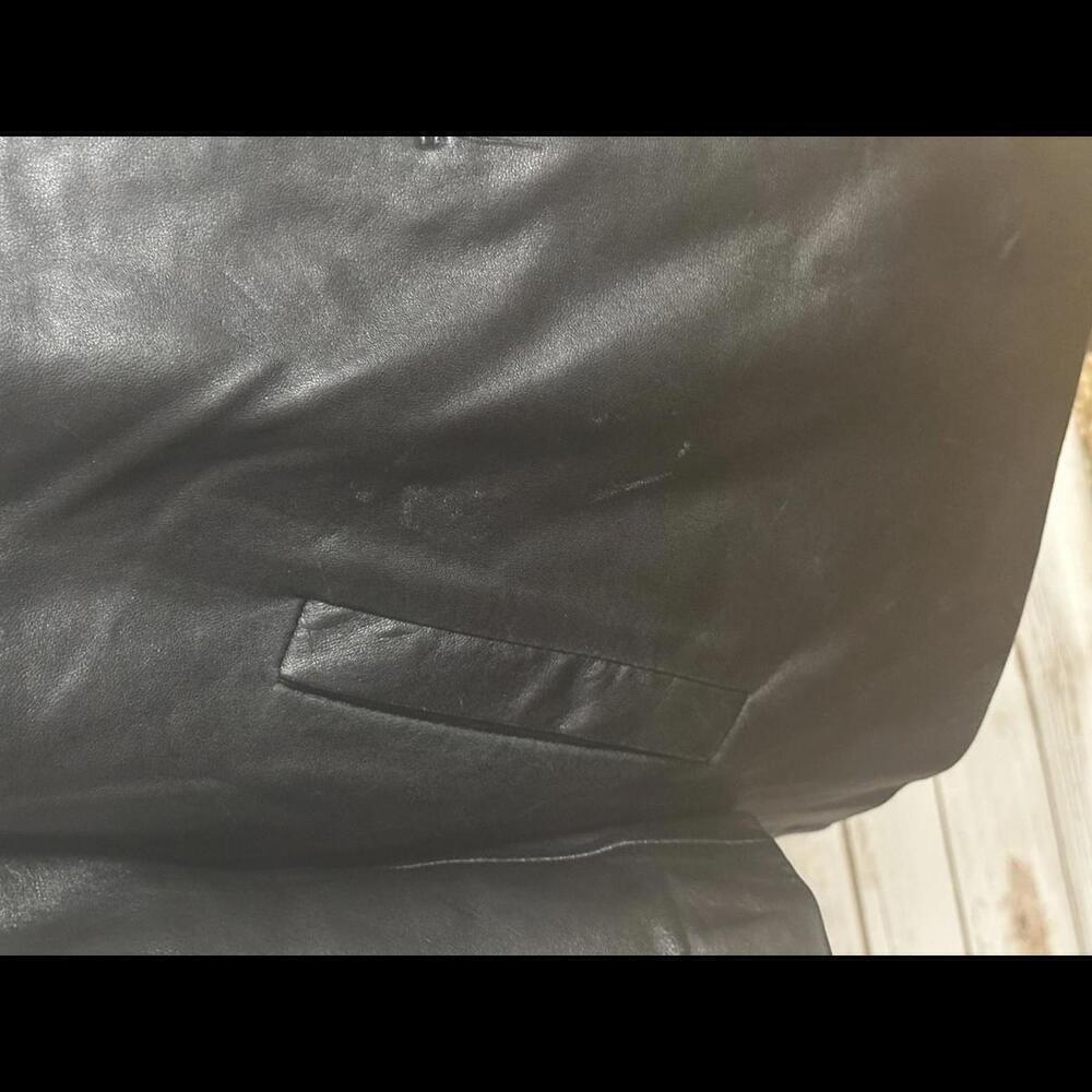 London Fog mob wife black leather jacket Size Large - Picture 4 of 7